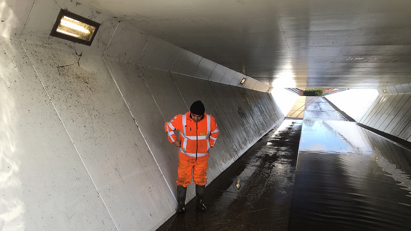 Fietstunnel tussen Heerhugowaard en Langedijk onder water