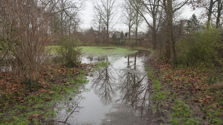 Park bij Larixplantsoen in Heerhugowaard grote modderpartij