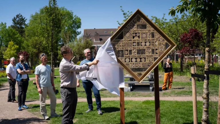 Metamorfose Arkplein in Alkmaar gevierd met opening insectenhotels en potje schaken