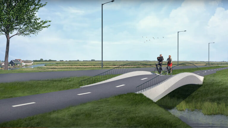 Binnenkort dan toch echt 3D-betongeprinte fietsbruggen langs N243