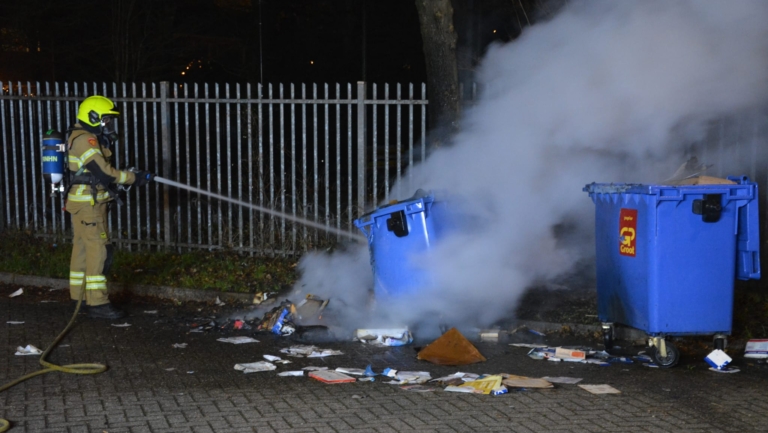 Papiercontainer in brand bij handbalvereniging Tornado in Heerhugowaard