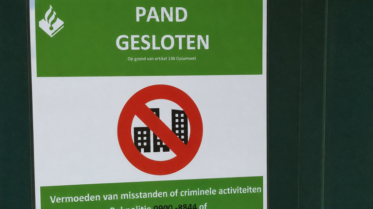 Grote bowlingkegel met rode strepen naast een gebouw met Heineken-logo, onder een bewolkte lucht